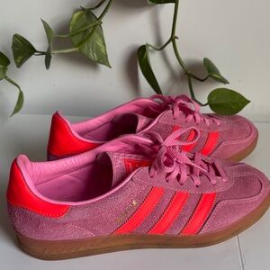 Adidas Women's Pink and Neon Red Sneakers